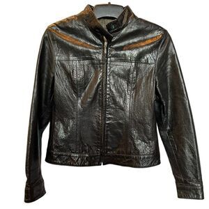 Transmission Women's Black Leather Jacket, Lined Size XL